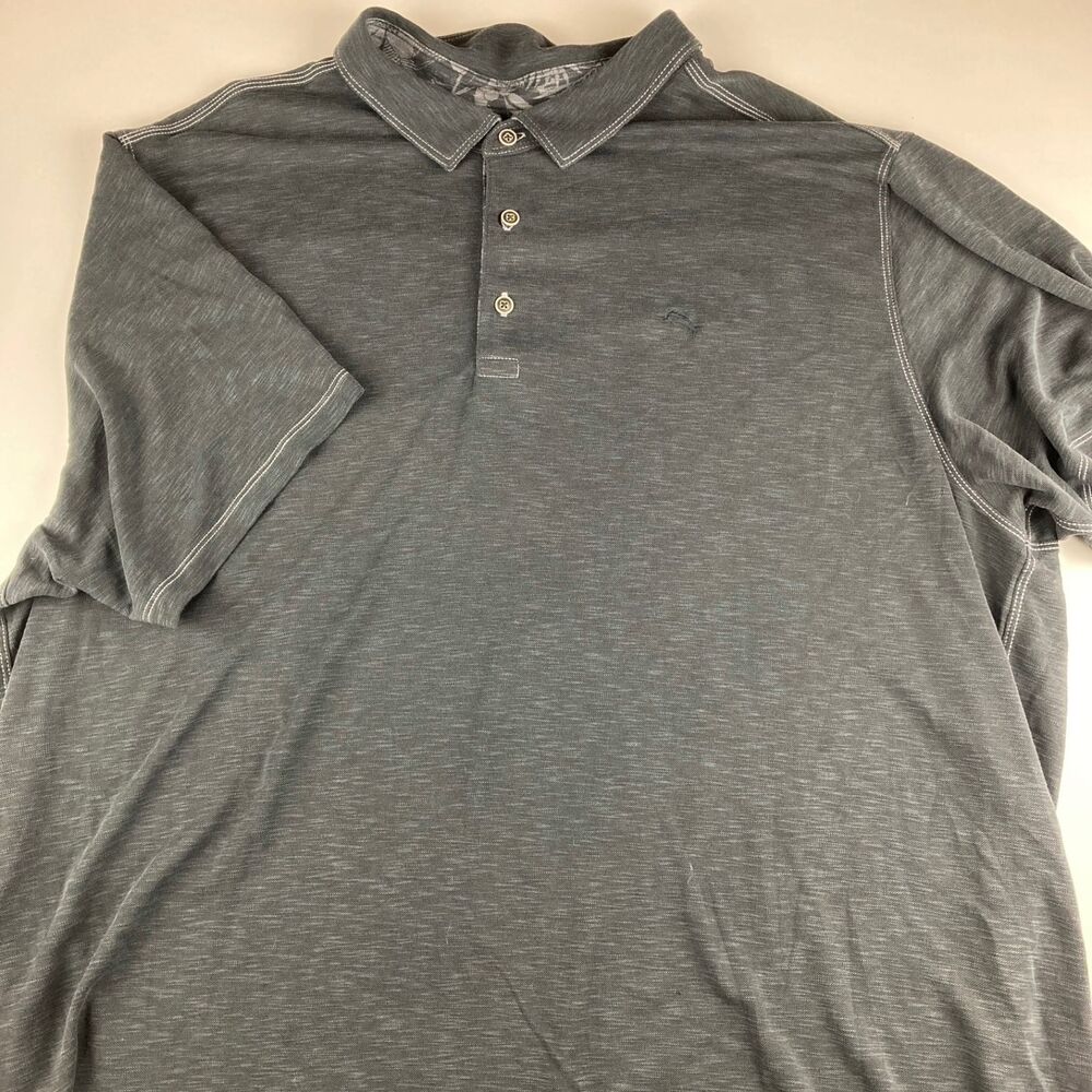 Tommy Bahama Polo Shirt Mens 3XLT Gray Modal Blend Marlin Casual
